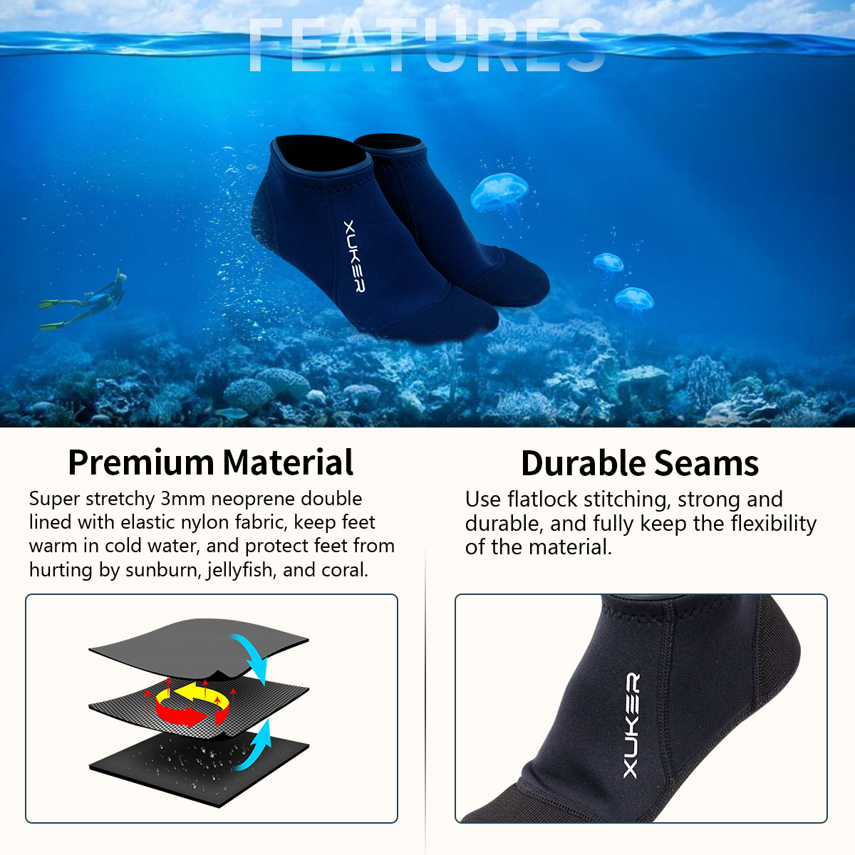 3mm Neoprene Socks Beach Volle - Snorkel Dry Top 评论和价格