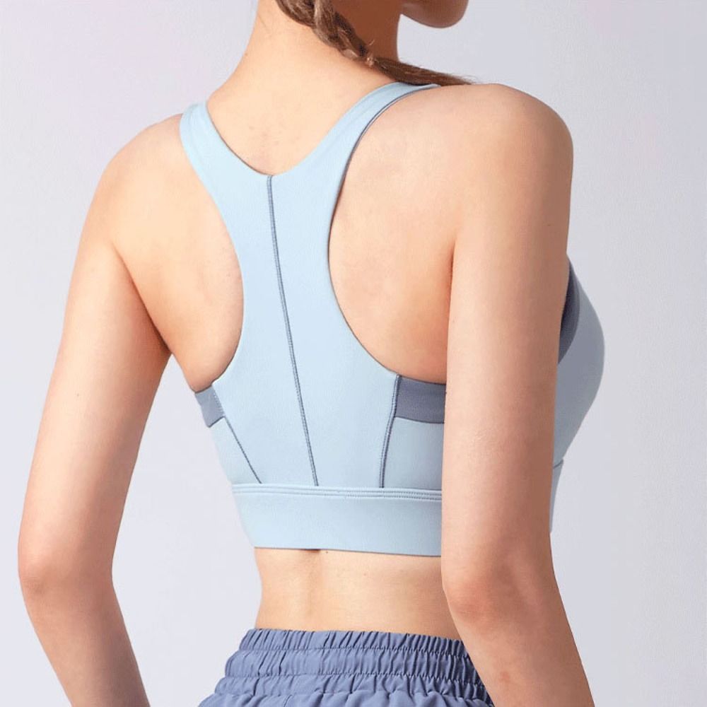 Comfortable Patchwork Front Zi - Aquatic Sports Bra 评论和价格