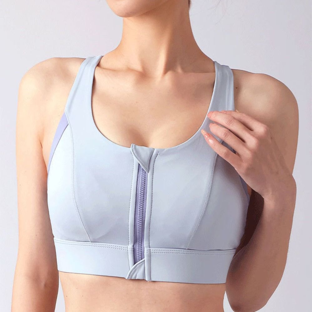 Comfortable Patchwork Front Zi - Aquatic Sports Bra 评论和价格