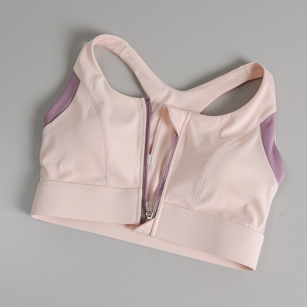 Comfortable Patchwork Front Zi - Aquatic Sports Bra 评论和价格