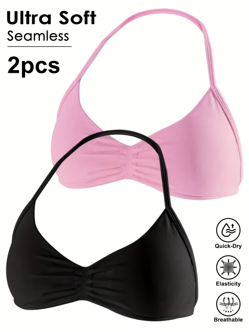 2pcs Seamless Sexy Open Back G - Aquatic Sports Bra 评论和价格